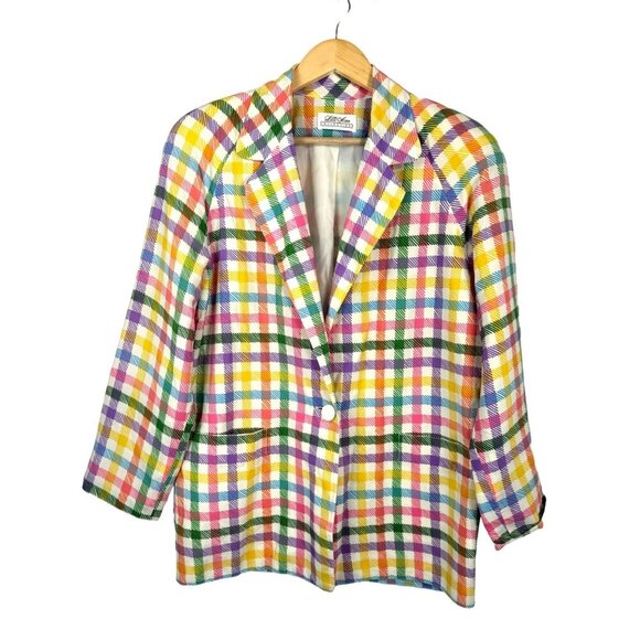 lilli Ann Jackets & Blazers - VTG Lilli Ann Collection Plaid light weight oversized blazer colorful 60s sz 10